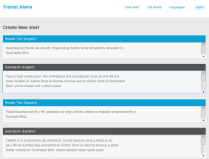 Transit Alerts-new alert