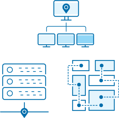 Illustration representing an interconnected technology system.